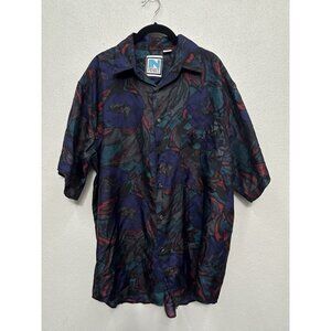 Vintage In Private Mens Silk Shirt Large Multicolor Abstract Geometric 90s